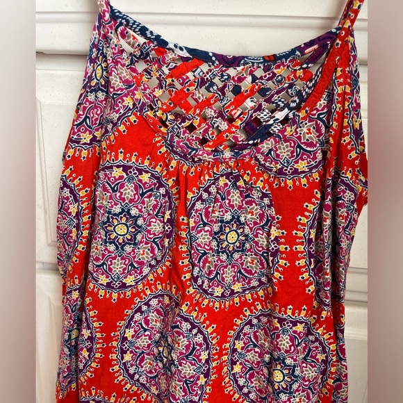 Orange and Purple Patterned Women's Dress - Picture 2 of 6